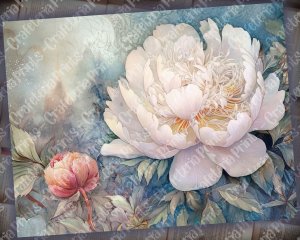 Fairy Tale Watercolor Peonies Junk Journal Background - Printable Digital Scrapbook Pages, Nature Journal Paper, Floral Background