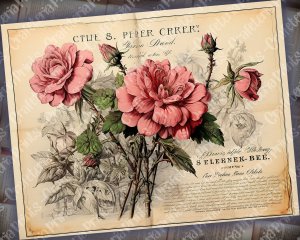 12 papers | Vintage Pink Scrapbooking Kit: Watercolor Background, Inked Edges, Floral Embellishments & More! Perfect for Junk Journals