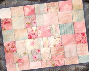 Pink Paper Quilt Digital Junk Journal Background | Shabby Chic Ephemora, Vintage Lined Paper, Watercolor | Perfect for Invitations