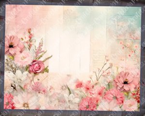 Pink Paper Quilt Digital Junk Journal Background | Shabby Chic Ephemora, Vintage Lined Paper, Watercolor | Perfect for Invitations