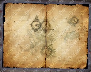 12 Papers | Antique Pirates of the Caribbean Treasure Map Background Details | Shabby Chic Scrapbooking Papers | Perfect for Invitations