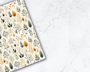 Digital Pattern Paper: Variety of Plants Watercolor Illustration in Soft Neutral Colors, Gouache Style, Seamless Texture for Crafts