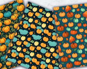 Whimsical Pumpkin Patch Digital Pattern Paper - Seamless Texture for Scrapbooking, Card Making, and Crafts - Autumn Fall Theme