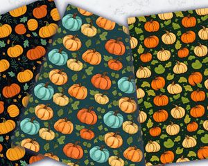 Whimsical Pumpkin Patch Digital Pattern Paper - Seamless Texture for Scrapbooking, Card Making, and Crafts - Autumn Fall Theme