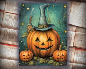 12 papers | Watercolor Pumpkin Halloween scrapbooking kit, printable pages, shabby chic, junk journal supplies, decoupage card design