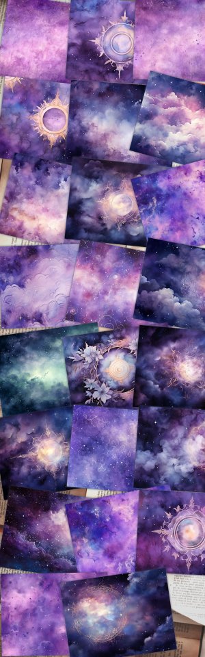 Purple Galaxy Background for Junk Journal, Basic Digital Paper, Printable Celestial Journal, Midnight Background - Perfect for Scrapbooking