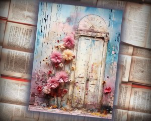 12 papers | Rainbow Themed Junk Journal Kit with Intricate Details & Fairy Tale Watercolor Illustrations | Shabby Chic Scrapbooking Papers