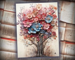 12 papers | Rainbow Themed Junk Journal Kit with Intricate Details & Fairy Tale Watercolor Illustrations | Shabby Chic Scrapbooking Papers