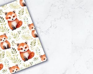 Watercolor Cartoon Cute Red Fox Panda Seamless Texture Digital Pattern Paper for Crafts, Scrapbooking, and DIY Projects. Instant Download!