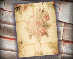 16 papers | Elegant Rococo & Baroque Scrapbooking Kit, Pastel Green and Soft Cream Printable Paper, Golden Flourish and Rose Detailing