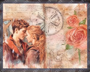 Romantic Junk Journal Page Watercolor Illustration, Lovers & Detailed Pages, Vivid Colors, Digital Ephemera, High Quality for Invitations