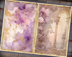 25 Papers | Vintage Crown Mixed Media Printable Pages, Junk Journal Kit, Romantic Scenery Scrapbooking Papers, Shabby Chic Detailing