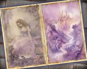 25 Papers | Vintage Crown Mixed Media Printable Pages, Junk Journal Kit, Romantic Scenery Scrapbooking Papers, Shabby Chic Detailing