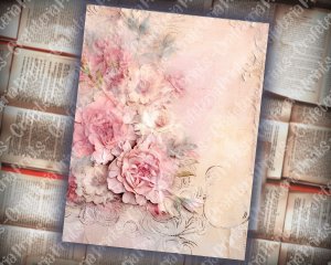 20 pages of Romance Vintage background shabby chic ephemera scrapbooking, light pink and pastel colors, perfect for invitations