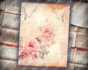 20 pages of Romance Vintage background shabby chic ephemera scrapbooking, light pink and pastel colors, perfect for invitations