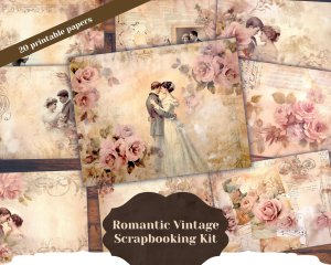 20 Pages of Romance Vintage Background Shabby Chic Ephemera Scrapbooking | Invitations, Digital Planners, Journaling, Junk Journals