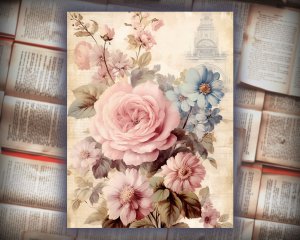 16 papers | Vintage Rose & Lace Printable Paper Pack for Junk Journaling, Scrapbooking, Shabby Chic Ephemera, Victorian-inspired Design