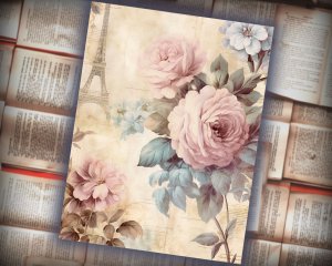 16 papers | Vintage Rose & Lace Printable Paper Pack for Junk Journaling, Scrapbooking, Shabby Chic Ephemera, Victorian-inspired Design