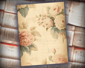 16 papers | Vintage Rose & Lace Printable Paper Pack for Junk Journaling, Scrapbooking, Shabby Chic Ephemera, Victorian-inspired Design