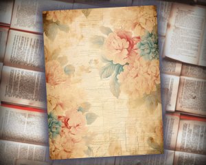 16 papers | Vintage Rose & Lace Printable Paper Pack for Junk Journaling, Scrapbooking, Shabby Chic Ephemera, Victorian-inspired Design