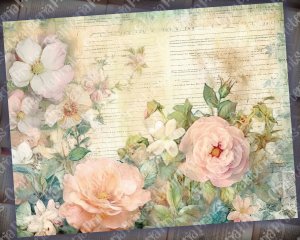 Watercolor Roses Junk Journal Background | Fairy Collage Printable | Digital Nature Journal Paper | Floral Muted Colors | Invitations