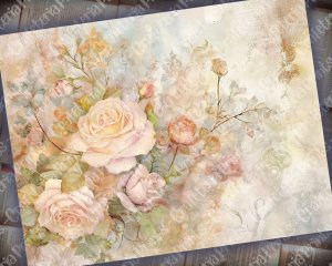 Watercolor Roses Junk Journal Background | Fairy Collage Printable | Digital Nature Journal Paper | Floral Muted Colors | Invitations