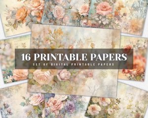 Watercolor Roses Junk Journal Background | Fairy Collage Printable | Digital Nature Journal Paper | Floral Muted Colors | Invitations