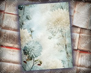 18 pages of Rustic Soft Blue Floral Scrapbook Paper, High Res 8K - Perfect for Invitations, Digital Planners, Journaling, Junk Journals