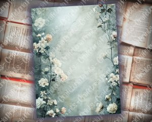 18 pages of Rustic Soft Blue Floral Scrapbook Paper, High Res 8K - Perfect for Invitations, Digital Planners, Journaling, Junk Journals