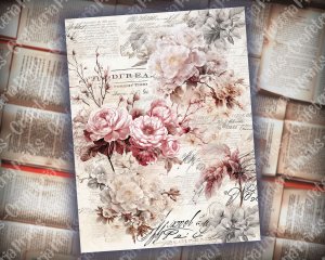 20 pages of Rustic Soft Pink Floral Scrapbook Paper | High Res 8k | Perfect for Invitations, Digital Planners, Journaling | Junk Journals