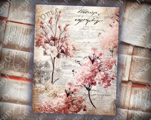 20 pages of Rustic Soft Pink Floral Scrapbook Paper | High Res 8k | Perfect for Invitations, Digital Planners, Journaling | Junk Journals