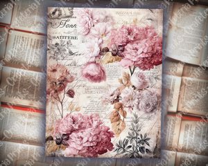 20 pages of Rustic Soft Pink Floral Scrapbook Paper | High Res 8k | Perfect for Invitations, Digital Planners, Journaling | Junk Journals