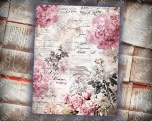 20 pages of Rustic Soft Pink Floral Scrapbook Paper | High Res 8k | Perfect for Invitations, Digital Planners, Journaling | Junk Journals