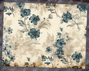 12 Pages of Rustic Soft Blue Floral Scrapbook Paper High Res 8K - Perfect for Invitations, Digital Planners, Journaling, Junk Journals