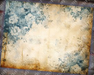 12 Pages of Rustic Soft Blue Floral Scrapbook Paper High Res 8K - Perfect for Invitations, Digital Planners, Journaling, Junk Journals