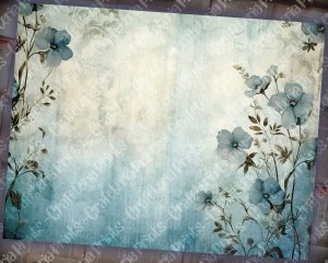 20 pages of Rustic Soft Blue Floral Scrapbook Paper, High Res 8K - Perfect for Invitations, Digital Planners, Journaling, Junk Journals