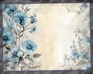 20 pages of Rustic Soft Blue Floral Scrapbook Paper, High Res 8K - Perfect for Invitations, Digital Planners, Journaling, Junk Journals