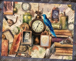 School of maigc Vibe Decoupage Patterned Wallpaper for Junk Journal, High Quality 8k Watercolor Composition