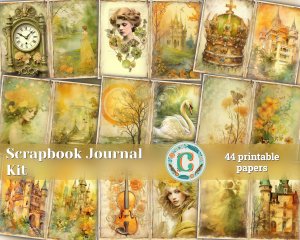 44 Papers | Scrapbooking and Invitation Design Kit, Junk Journal Printable Pages, Shabby Chic Journaling and Scrapbooking Kit, Shabby Papers