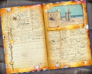 12 papers | Sand and Sea Themed Scrapbooking Kit with Intricate Details and Fairy Tale Watercolor Illustrations | Junk Journal Kit