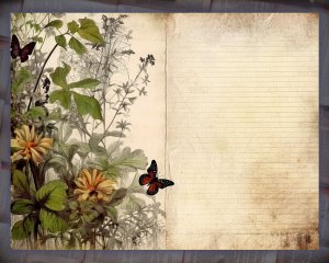 12 papers | Secret Overgrown Garden Junk Journal Page Background | Printable Scrapbooking Kit | Shabby Chic Victorian Lined Paper