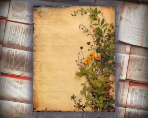 12 papers | Secret Overgrown Garden Scrapbooking Kit | Vintage Victorian Lined Paper | Printable Pages | Shabby Chic Junk Journal Kit