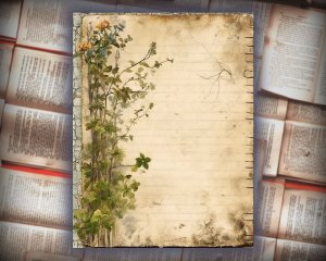 12 papers | Secret Overgrown Garden Scrapbooking Kit | Vintage Victorian Lined Paper | Printable Pages | Shabby Chic Junk Journal Kit