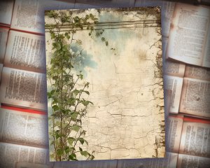 12 papers | Secret Overgrown Garden Scrapbooking Kit | Vintage Victorian Lined Paper | Printable Pages | Shabby Chic Junk Journal Kit