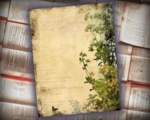 12 papers | Secret Overgrown Garden Scrapbooking Kit | Vintage Victorian Lined Paper | Printable Pages | Shabby Chic Junk Journal Kit