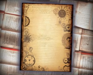 15 papers | Steampunk Sepia Toned Blank Journal Pages, Scrapbooking and Invitation Design, Shabby Chic Ephemera, Printable Junk Journal Kit