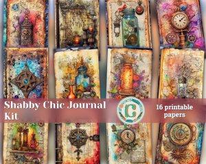 16 papers | Shabby Chic Ephemera Junk Journal Kit, Printable Watercolor Spell Book Pages, Bright Color Witchcraft Decoupage Card Stamperia