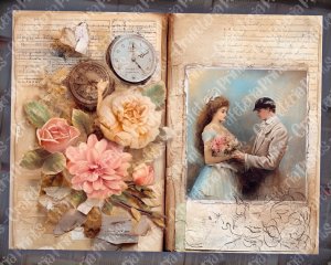 16 papers | Shabby Chic Ephemera Scrapbooking Kit: Intricate Illustrations, Perfect for Junk Journals, Invitations, and Digital Planners