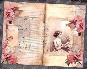 16 papers | Shabby Chic Ephemera Scrapbooking Kit: Intricate Illustrations, Perfect for Junk Journals, Invitations, and Digital Planners