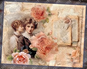 16 papers | Shabby Chic Ephemera Scrapbooking Kit: Intricate Illustrations, Perfect for Junk Journals, Invitations, and Digital Planners